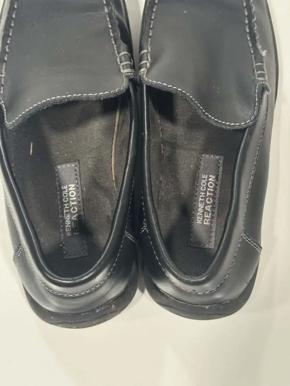 Kenneth Cole Reaction Driving Dime Black Faux Leather Moccasin Shoes 4.5Y
